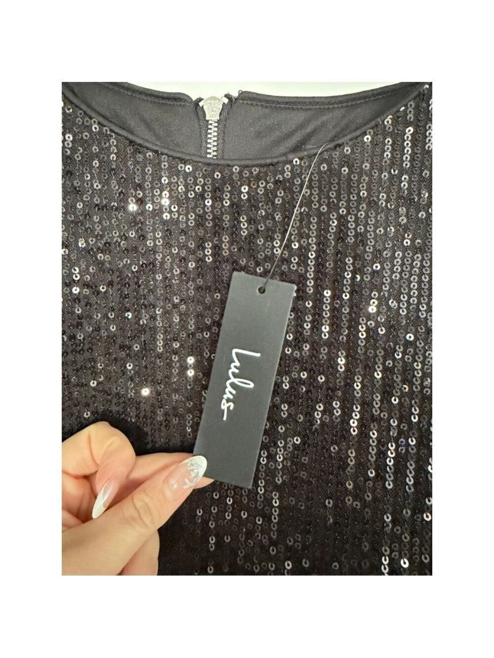 NWT Lulus Black Sequin Mini Dress - Large - Picture 4 of 11